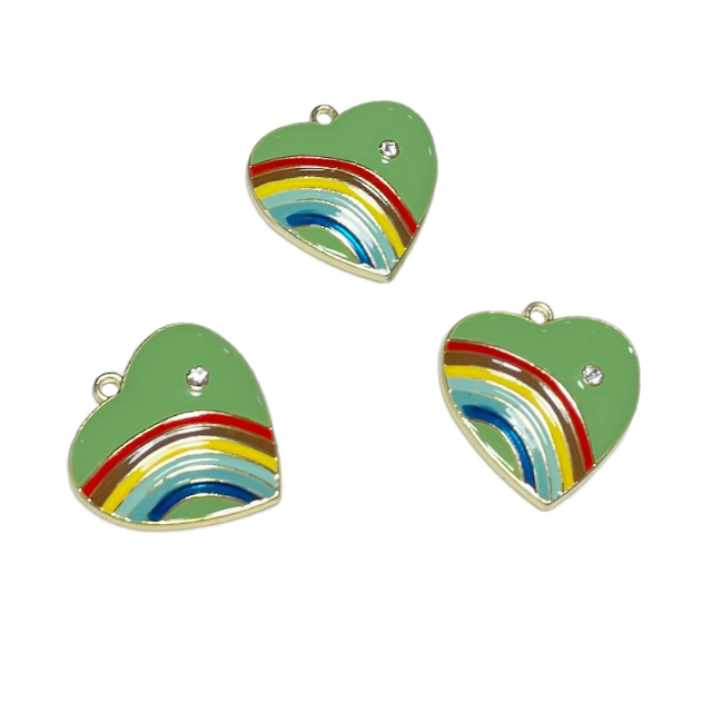 DIJE ESMALTADO CORAZON - ARCOIRIS 24MM - VERDE