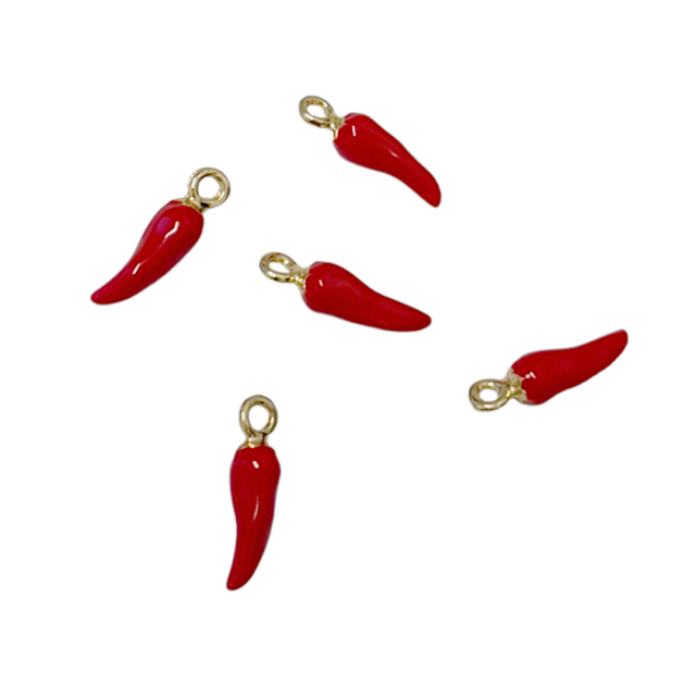 DIJE ESMALTADO FRUTA PIMIENTO - AJI 14X5MM (DORADO)