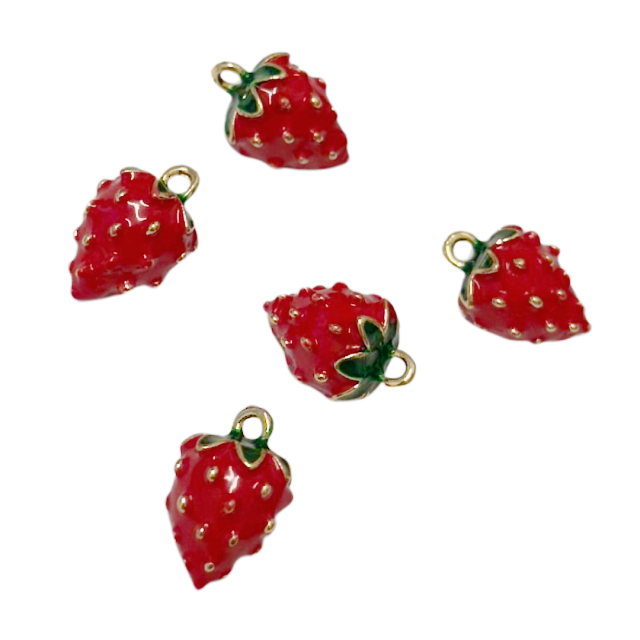 DIJE ESMALTADO FRUTA FRUTILLA 14X12MM