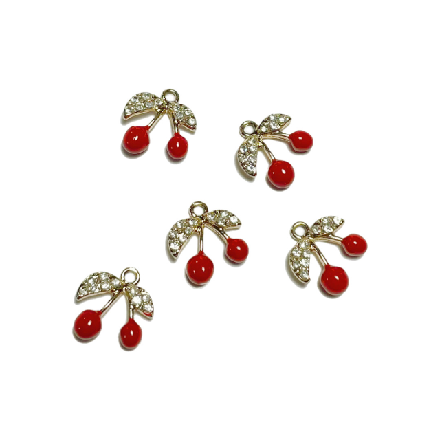 DIJE STRASS CEREZAS 12X13MM - ROJO