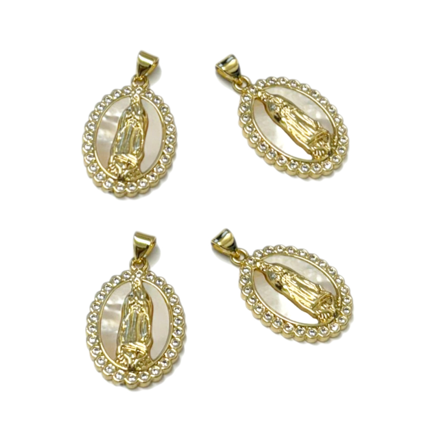 DIJE MEDALLA VIRGEN GUADALUPE 22X18MM NACAR - BAÑO DE ORO