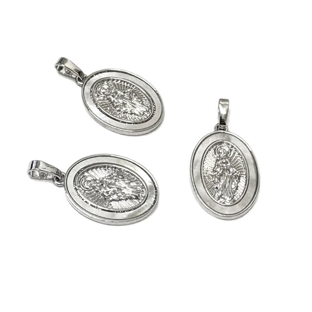 DIJE MEDALLA VIRGEN MILAGROSA 19X14MM NACAR - BAÑO DE RODIO