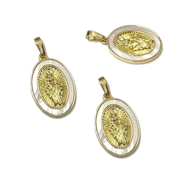 DIJE MEDALLA VIRGEN MILAGROSA 19X14MM NACAR - BAÑO DE ORO