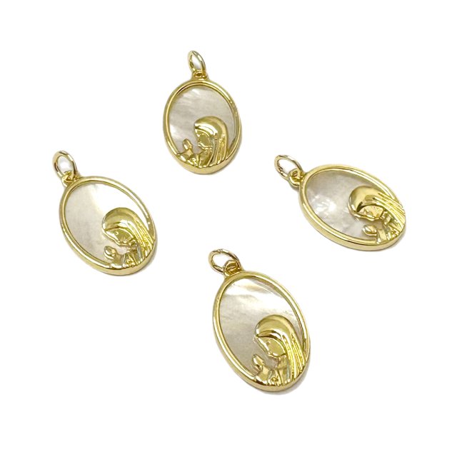 DIJE MEDALLA VIRGEN NIÑA 16X12MM NACAR - BAÑO DE ORO