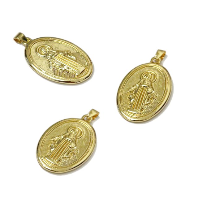 DIJE MEDALLA VIRGEN MILAGROSA 27X20MM - BAÑO DE ORO