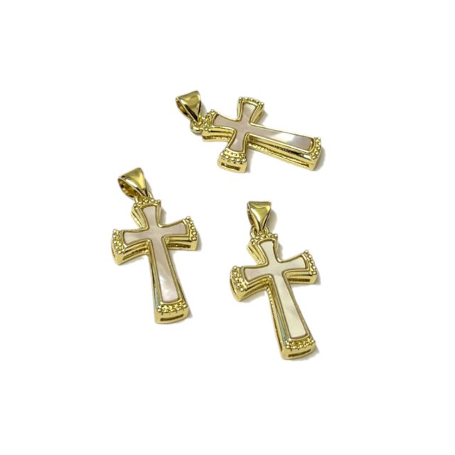CRUZ 20X13MM NACAR - BAÑO DE ORO