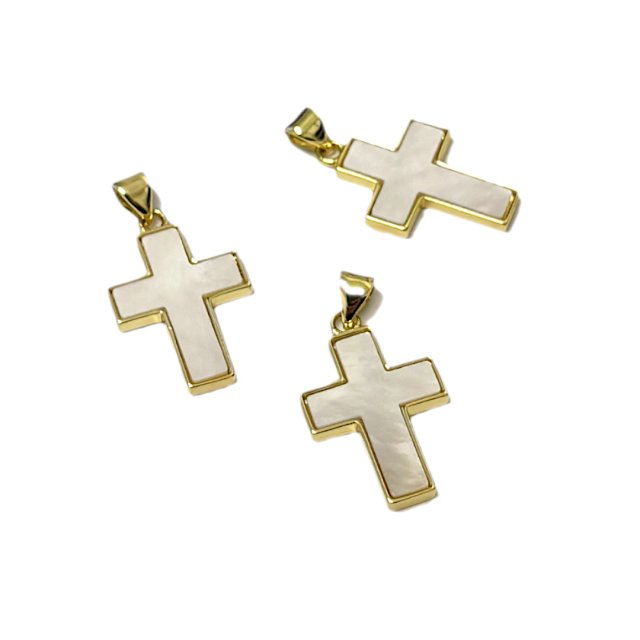 CRUZ 20X15MM NACAR - BAÑO DE ORO