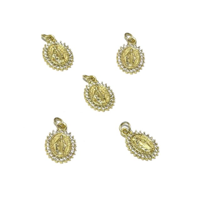 DIJE MEDALLA VIRGEN MILAGROSA 14X12MM - BAÑO DE ORO