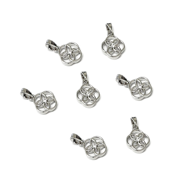 DIJE FLOR PUNTO LUZ 11MM - BAÑO DE RODIO