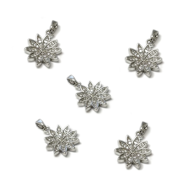 DIJE FLOR 15MM - BAÑO DE RODIO