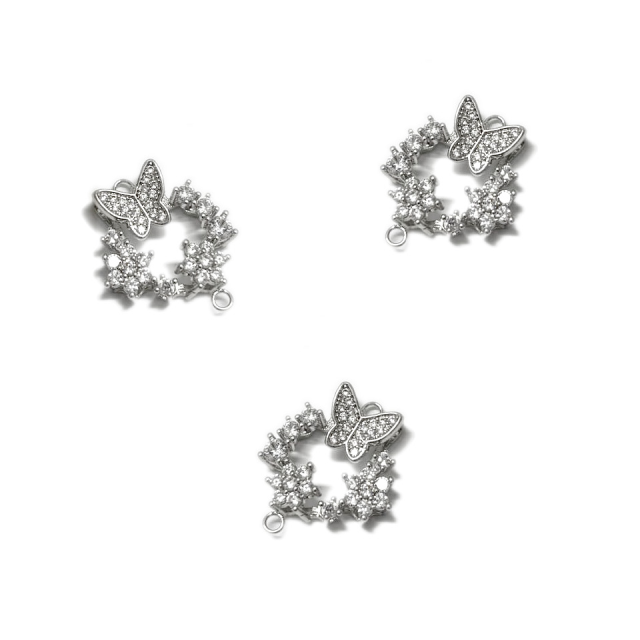 DIJE FLOR - MARIPOSA 20X19MM - BAÑO DE RODIO