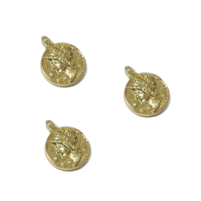 DIJE MEDALLA MONEDA 18MM - BAÑO DE ORO