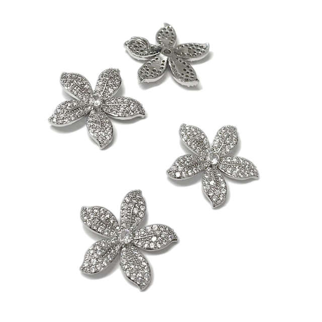 DIJE FLOR 25MM - BAÑO DE RODIO