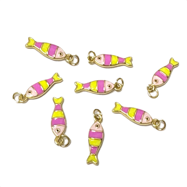 DIJE PEZ 18X7MM - BAÑO DE ORO (ROSA-AMARILLO) (MAR)