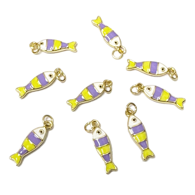 DIJE PEZ 18X7MM - BAÑO DE ORO (VIOLETA -AMARILLO) (MAR)