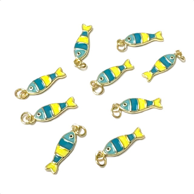 DIJE PEZ 18X7MM - BAÑO DE ORO (CELESTE -AMARILLO) (MAR)