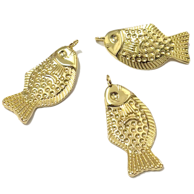 DIJE PEZ 42X22MM - BAÑO DE ORO  (CURVO)