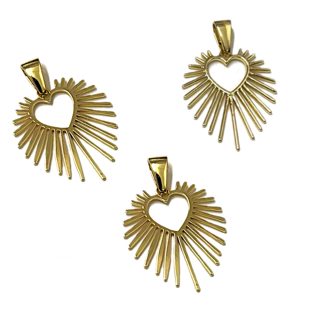 DIJE CORAZON 30X26MM - BAÑO DE ORO