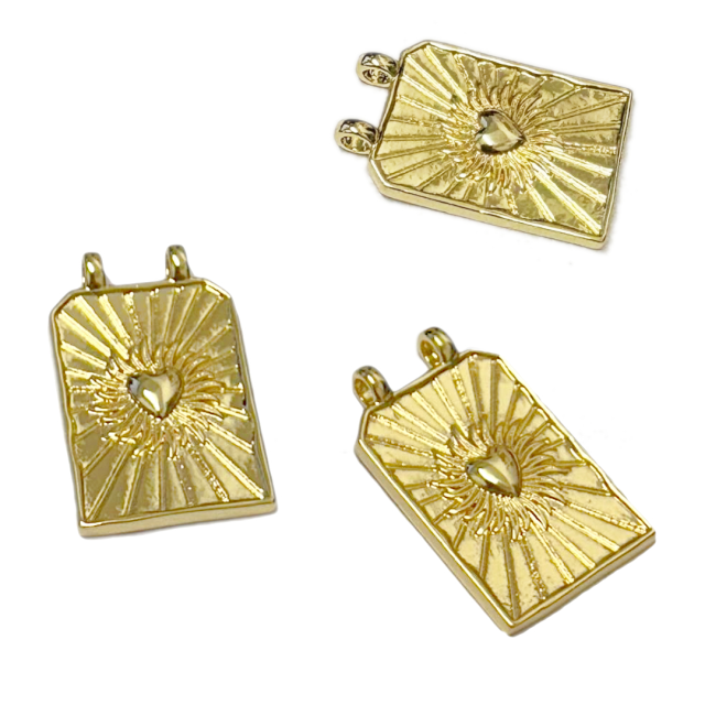 DIJE CORAZON MEDALLA 25X18MM - BAÑO DE ORO