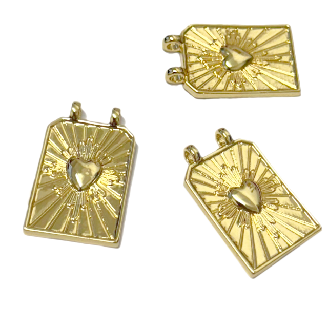 DIJE CORAZON MEDALLA 25X18MM - BAÑO DE ORO