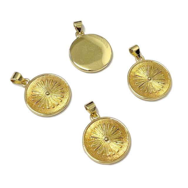 DIJE SOL MEDALLA 18MM - BAÑO DE ORO