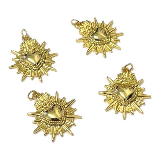 DIJE MEDALLA CORAZON 25MM - BAÑO DE ORO