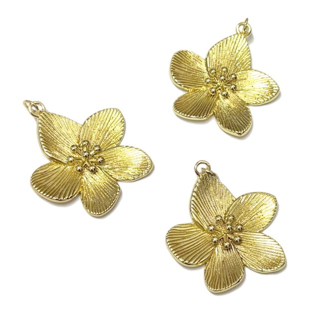 DIJE FLOR 30MM - BAÑO DE ORO