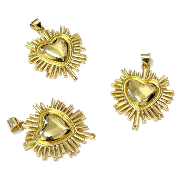 DIJE CORAZON 27X25MM - BAÑO DE ORO