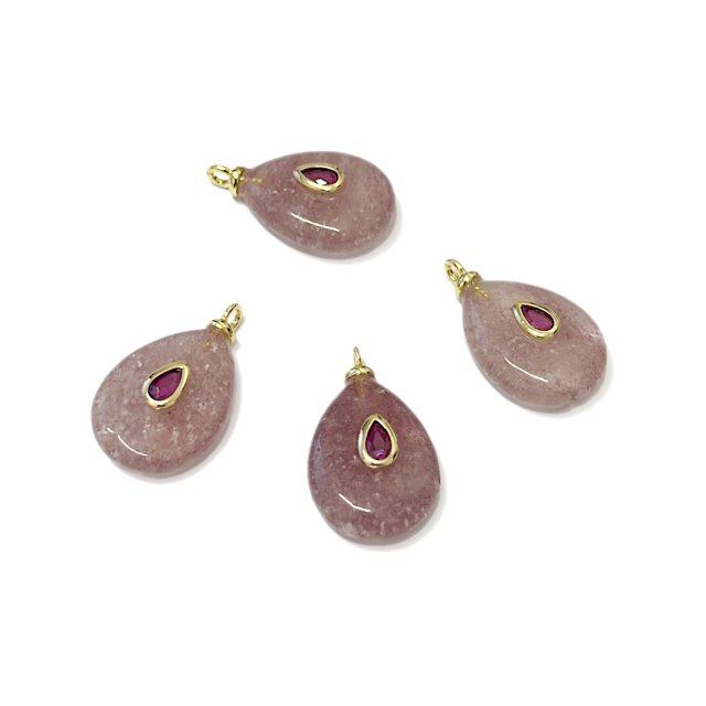 DIJE DE PIEDRA LAGRIMA 21X15MM - ROSADA