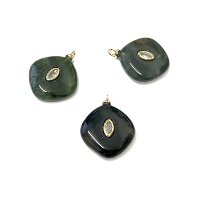 DIJE DE PIEDRA ROMBO 22MM - VERDE