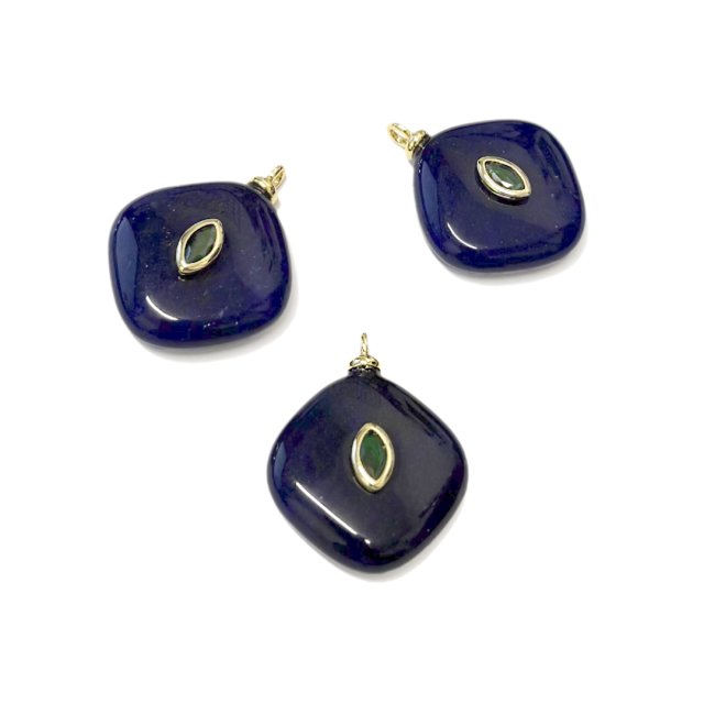 DIJE DE PIEDRA ROMBO 22MM - AZUL
