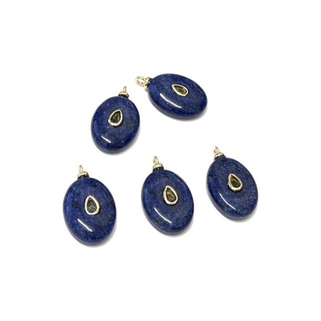 DIJE DE PIEDRA OVAL 21X15MM - AZUL