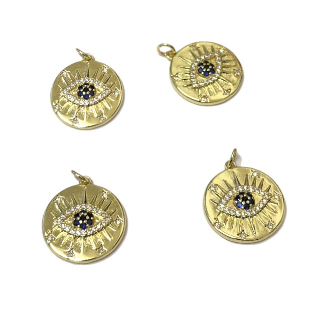 DIJE OJO MEDALLA 19MM - BAÑO DE ORO