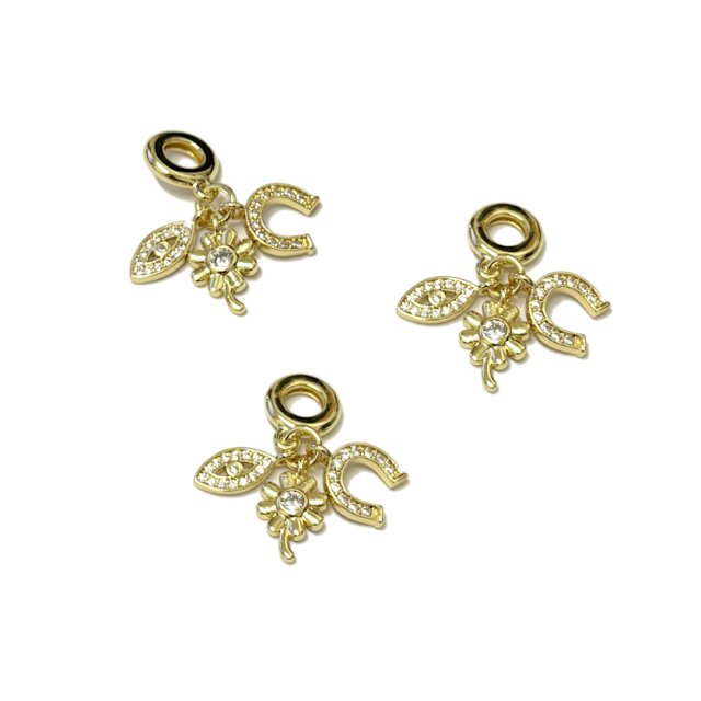 DIJE MIX FLOR - HERRADURA - OJO - BAÑO DE ORO