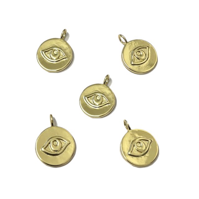 DIJE OJO MEDALLA 16MM - BAÑO DE ORO