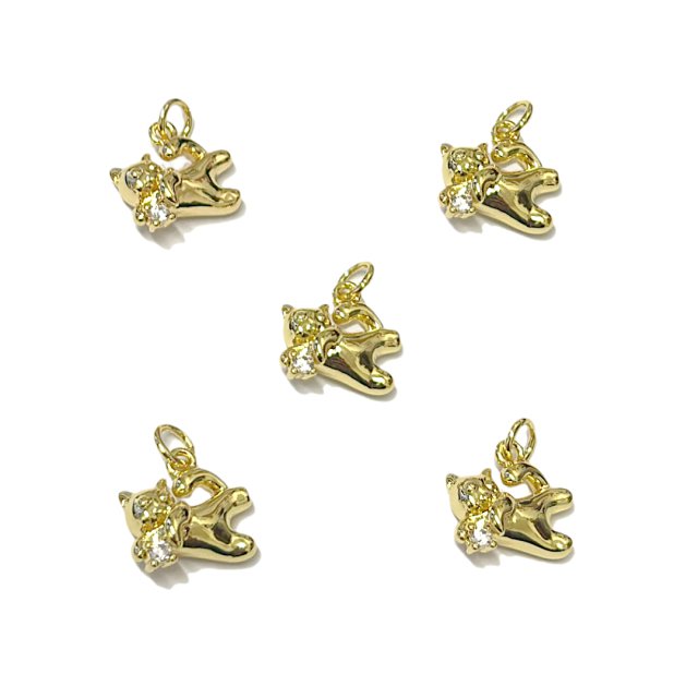 DIJE GATO 9X12MM - BAÑO DE ORO