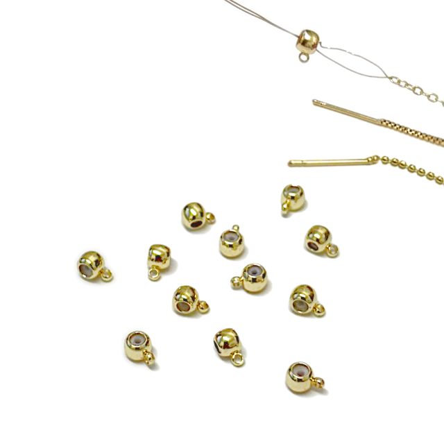 PORTA DIJE CON GOMA 4MM - BAÑO DE ORO (SEPARADOR C/ARITO  + GOMA)