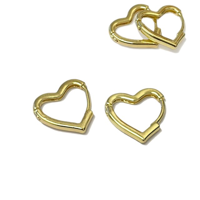 CARAVANAS ARO CORAZON 16X17X3MM - BAÑO DE ORO