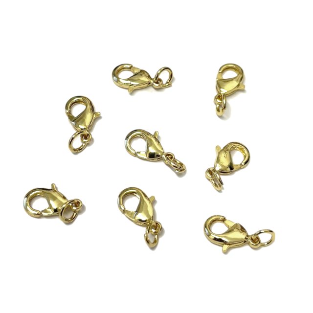 CIERRE MOSQUETON 12MM - BAÑO DE ORO (C/ARGOLLA)