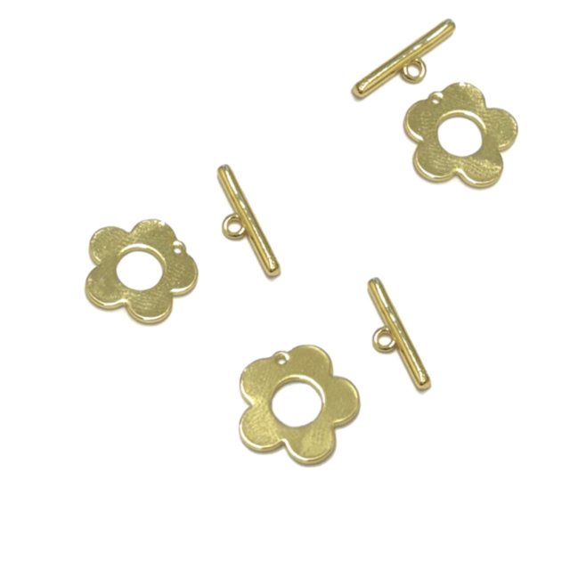 CIERRE MARINERO FLOR 13MM - BAÑO DE ORO