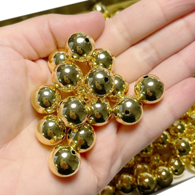 BOLITA 14MM HUECA - BAÑO DE ORO