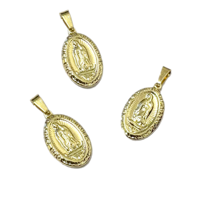 DIJE MEDALLA VIRGEN GUADALUPE 20X14MM - ACERO BAÑO DE ORO