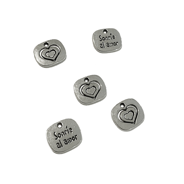 DIJE CORAZON MEDALLA  13X11MM - SONRIE AL AMOR