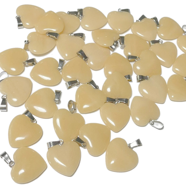 DIJE DE PIEDRAS CORAZON 20MM - BEIGE (TEÑIDA)