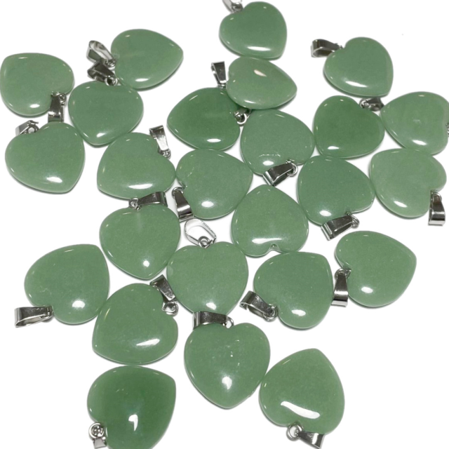 DIJE DE PIEDRAS CORAZON 20MM - VERDE (TEÑIDA)