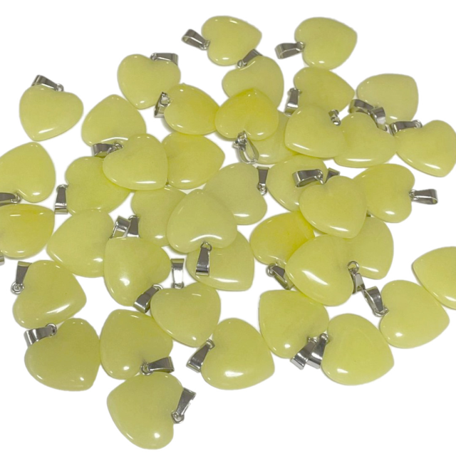 DIJE DE PIEDRAS CORAZON 20MM - VERDE AMARILLO (TEÑIDA)