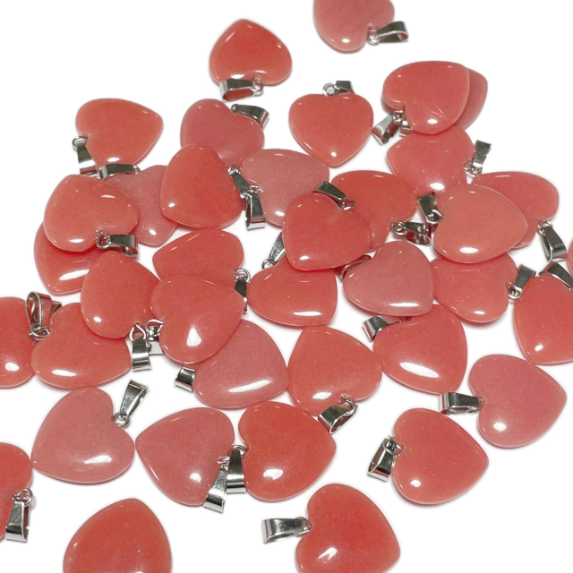 DIJE DE PIEDRAS CORAZON 20MM - ROJO SALMON (TEÑIDA)