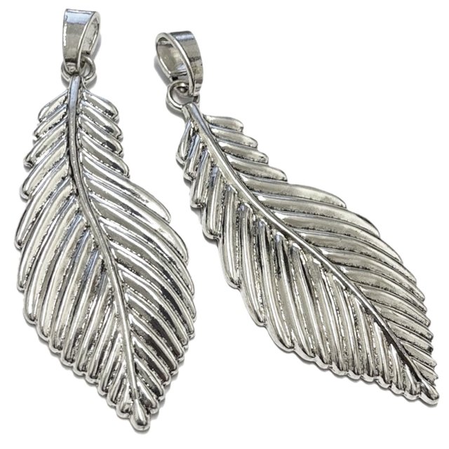 DIJE HOJA XL 78X35MM  - NIQUEL