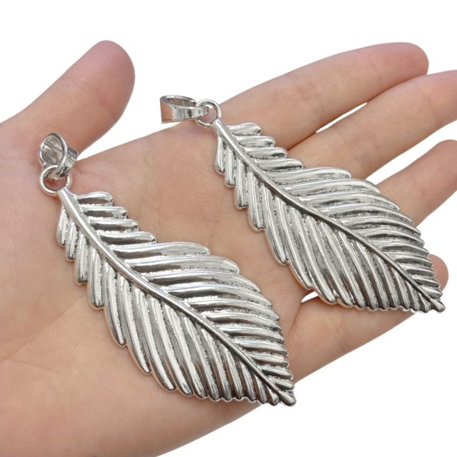 DIJE HOJA XL 78X35MM  - NIQUEL