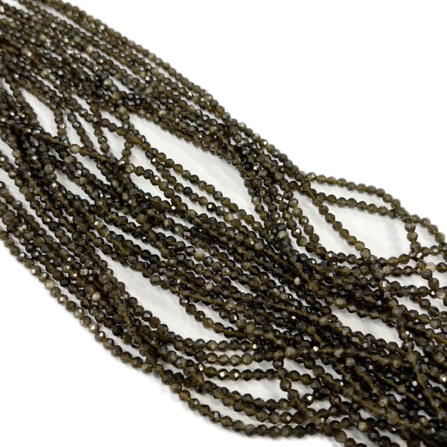 PIEDRAS BOLITAS 3MM FACETADAS - OBSIDIANA DORADA